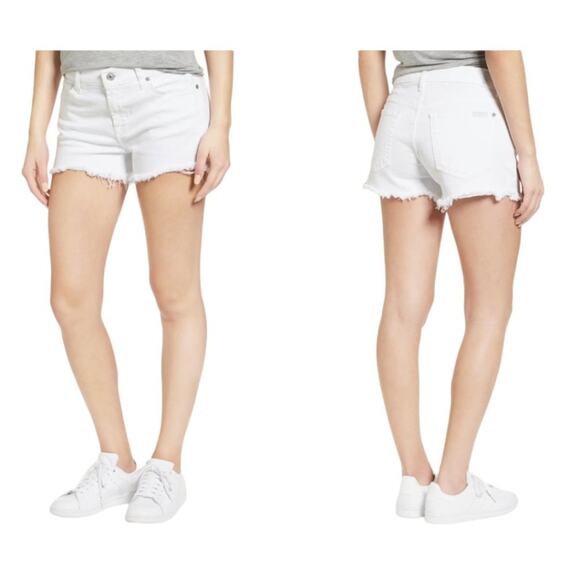 7 For All Mankind Cutoff Denim Shorts White Size 31 NWT $139 MSRP - Picture 1 of 7